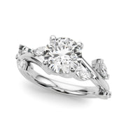 Opulent Rd & Mq Round Diamond Engagement Ring in 10K/14K gold and platinum with certified lab-grown or natural diamonds