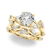 Opulent Rd & Mq Round Diamond Engagement Ring in 10K/14K gold and platinum with certified lab-grown or natural diamonds
