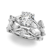 Opulent Rd & Mq Round Diamond Engagement Ring in 10K/14K gold and platinum with certified lab-grown or natural diamonds