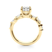Opulent Rd & Mq Round Diamond Engagement Ring in 10K/14K gold and platinum with certified lab-grown or natural diamonds