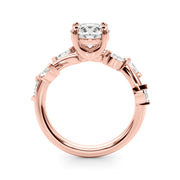 Opulent Rd & Mq Round Diamond Engagement Ring in 10K/14K gold and platinum with certified lab-grown or natural diamonds