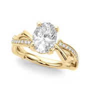Celestial Oval Center Oval Diamond Engagement Ring in 10K/14K gold and platinum with certified lab-grown or natural diamonds
