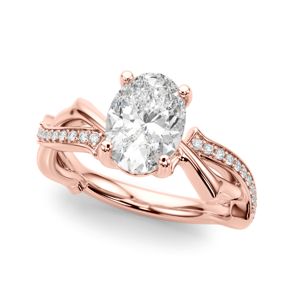 Celestial Oval Center Oval Diamond Engagement Ring in 10K/14K gold and platinum with certified lab-grown or natural diamonds