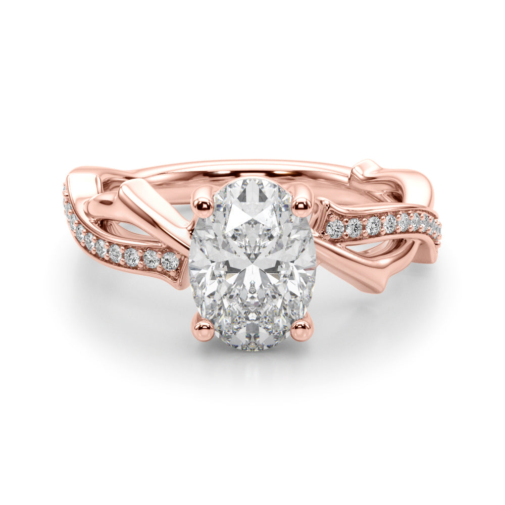 Celestial Oval Center Oval Diamond Engagement Ring in 10K/14K gold and platinum with certified lab-grown or natural diamonds