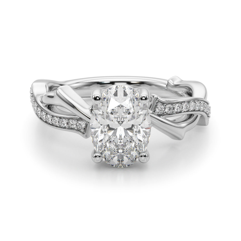 Celestial Oval Center Oval Diamond Engagement Ring in 10K/14K gold and platinum with certified lab-grown or natural diamonds