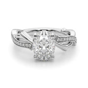 Celestial Oval Center Oval Diamond Engagement Ring in 10K/14K gold and platinum with certified lab-grown or natural diamonds