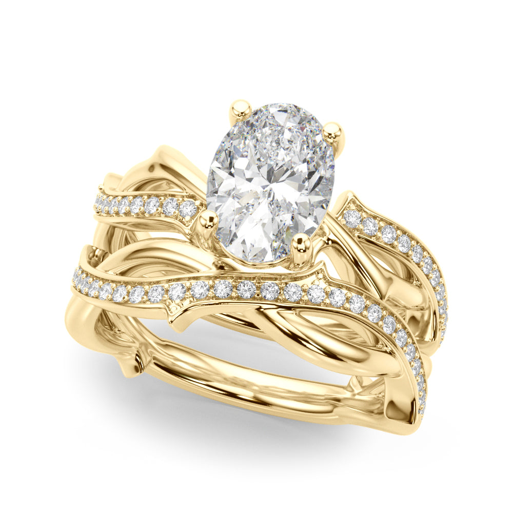 Celestial Oval Center Oval Diamond Engagement Ring in 10K/14K gold and platinum with certified lab-grown or natural diamonds