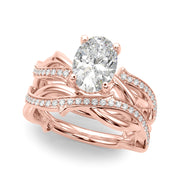 Celestial Oval Center Oval Diamond Engagement Ring in 10K/14K gold and platinum with certified lab-grown or natural diamonds