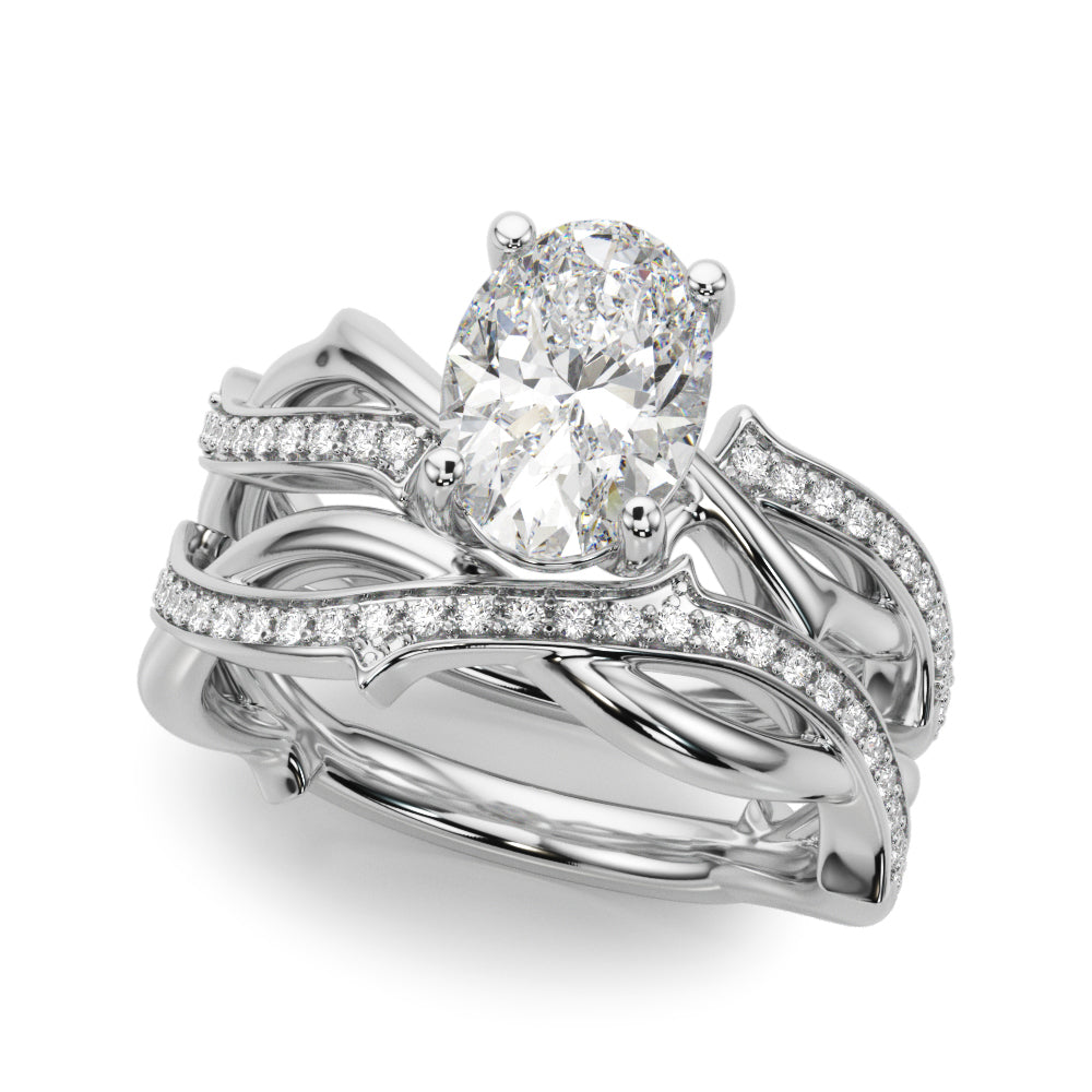 Celestial Oval Center Oval Diamond Engagement Ring in 10K/14K gold and platinum with certified lab-grown or natural diamonds