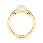 Crowned Ec Center Mq & Rd Sides Emerald Diamond Engagement Ring in 10K/14K gold and platinum with certified lab-grown or natural diamonds