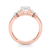 Crowned Ec Center Mq & Rd Sides Emerald Diamond Engagement Ring in 10K/14K gold and platinum with certified lab-grown or natural diamonds