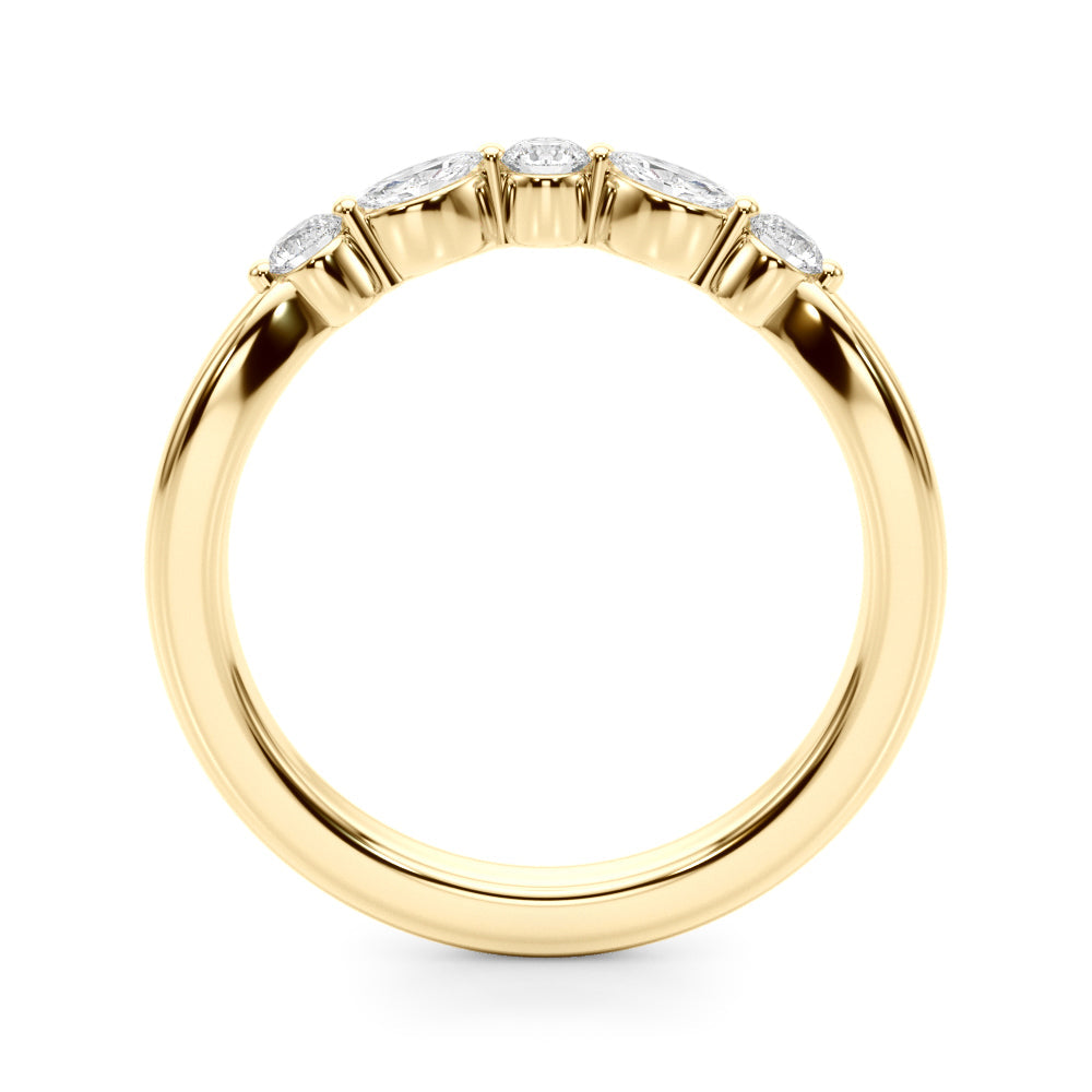 Alternating Round & Marquise Curved Half Eternity Ring in Gold & Platinum