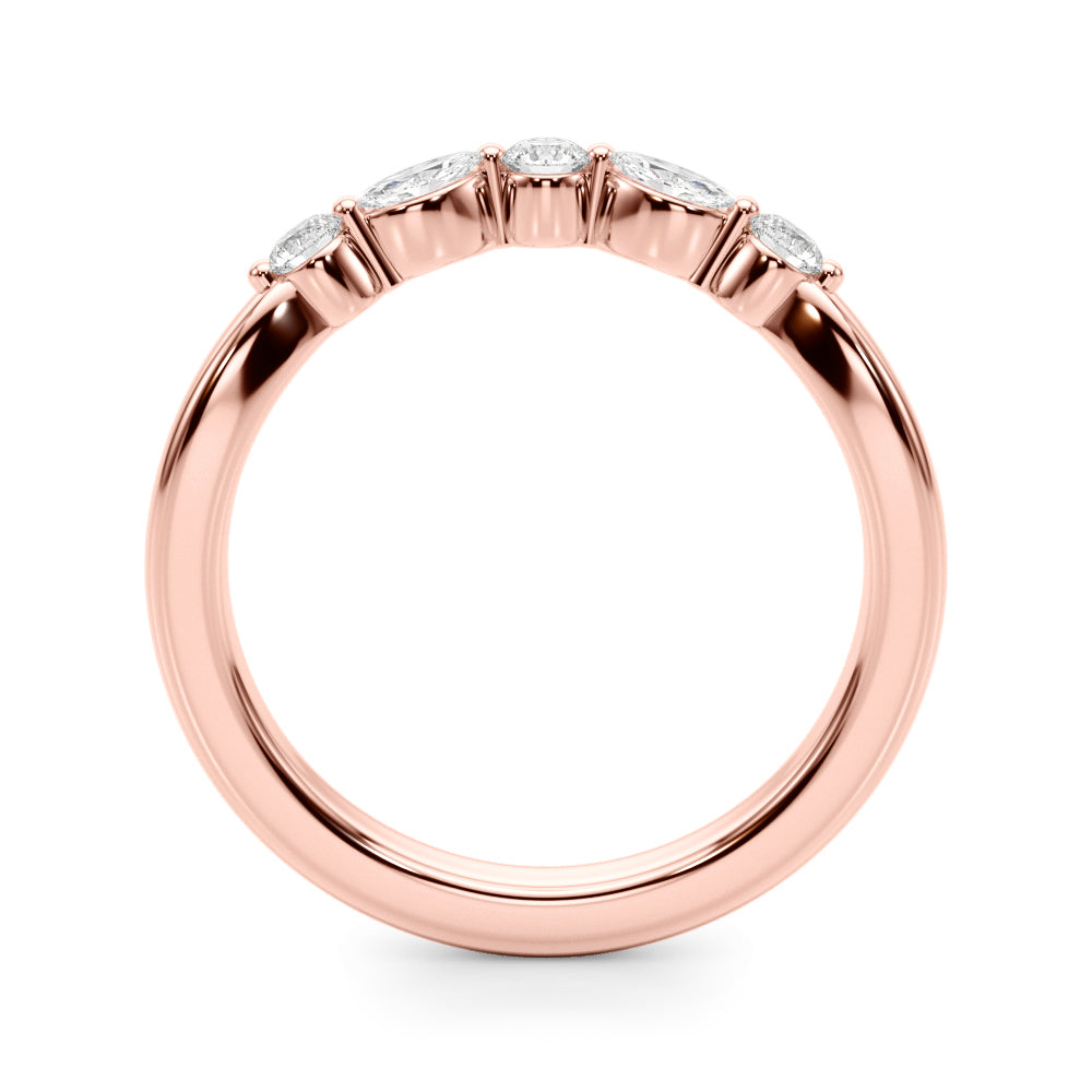 Alternating Round & Marquise Curved Half Eternity Ring in Gold & Platinum