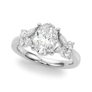 Romantic Ov Center Mq & Rd Sides Oval Diamond Engagement Ring â€” 10K/14K Gold & Platinum