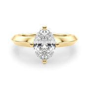 Romantic Ov Center Mq & Rd Sides Oval Diamond Engagement Ring â€” 10K/14K Gold & Platinum