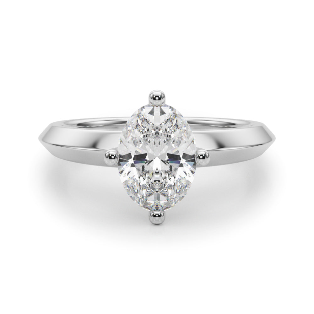 Romantic Ov Center Mq & Rd Sides Oval Diamond Engagement Ring â€” 10K/14K Gold & Platinum
