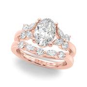 Romantic Ov Center Mq & Rd Sides Oval Diamond Engagement Ring â€” 10K/14K Gold & Platinum