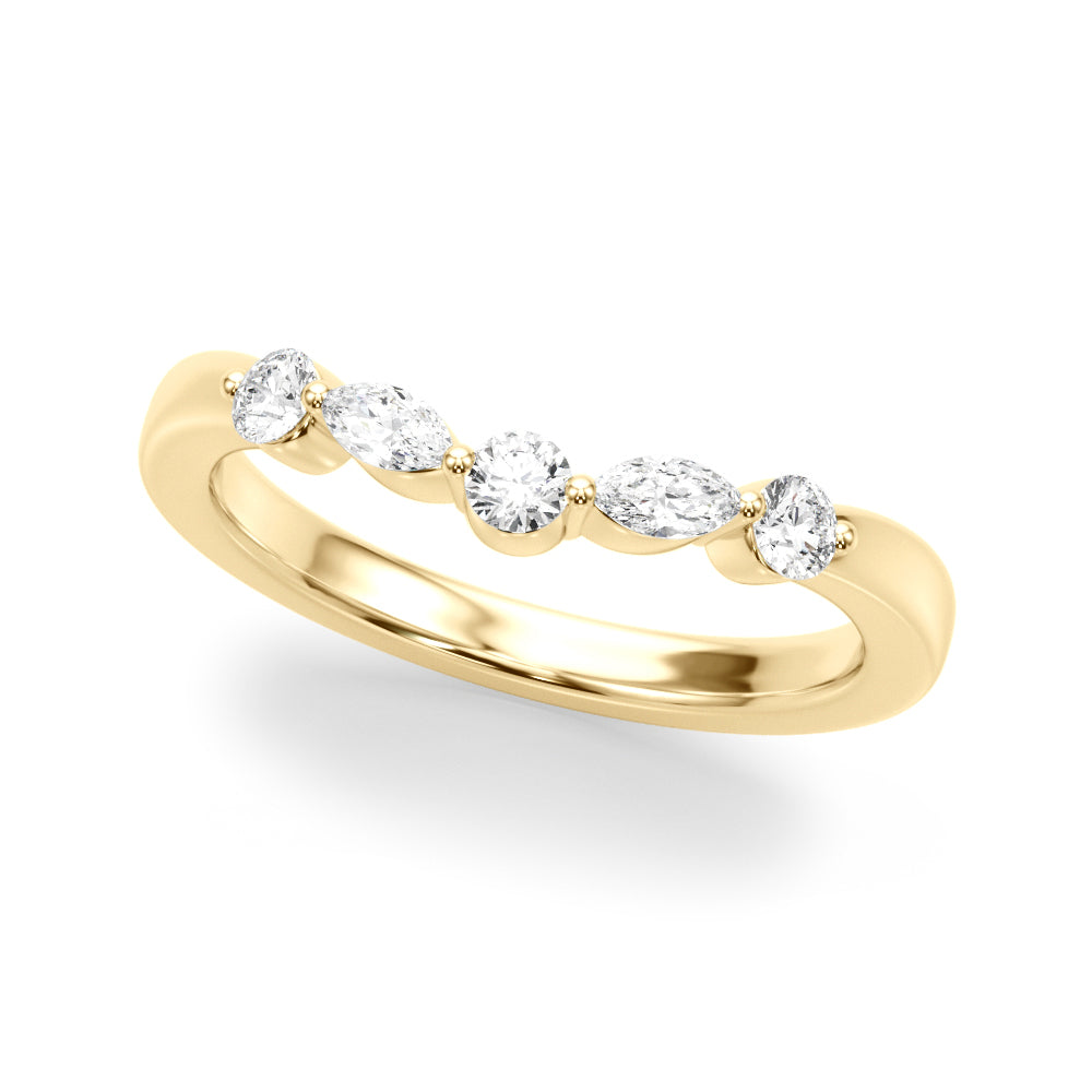 Alternating Round & Marquise Half Eternity Ring in 10K/14K gold and platinum with certified lab-grown or natural diamonds