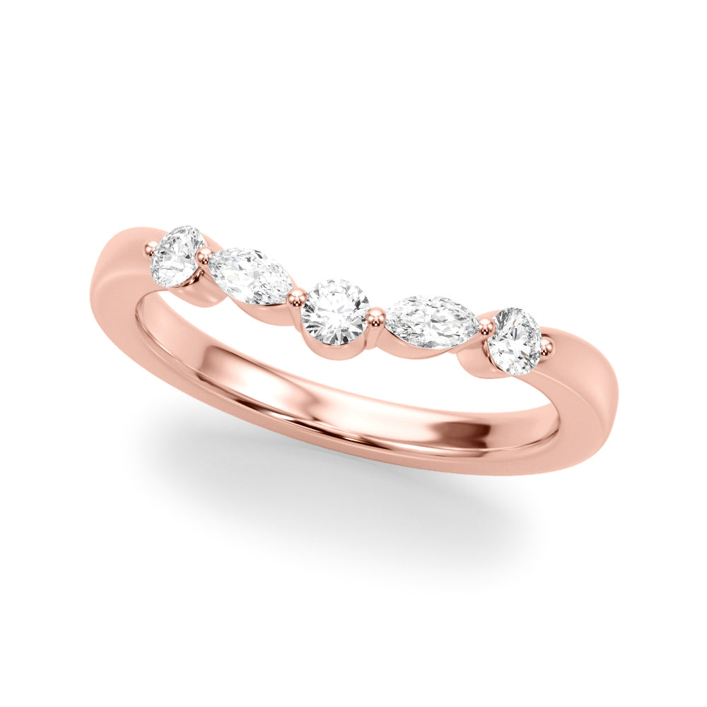 Alternating Round & Marquise Half Eternity Ring in Gold & Platinum