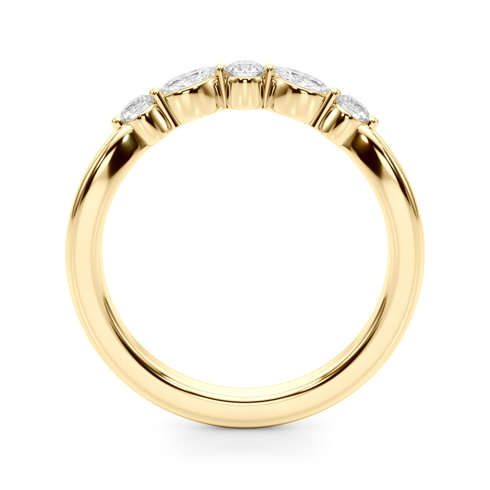 Alternating Round & Marquise Half Eternity Ring in Gold & Platinum