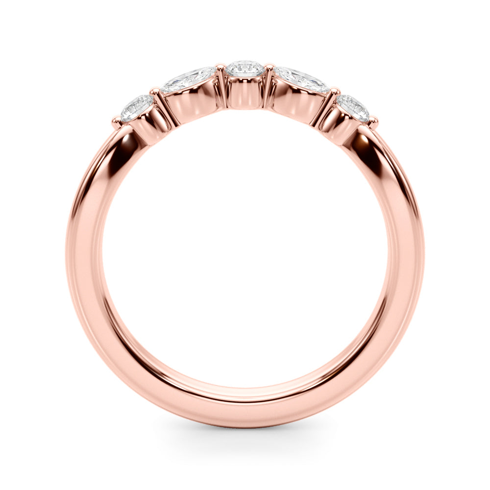 Alternating Round & Marquise Half Eternity Ring in Gold & Platinum