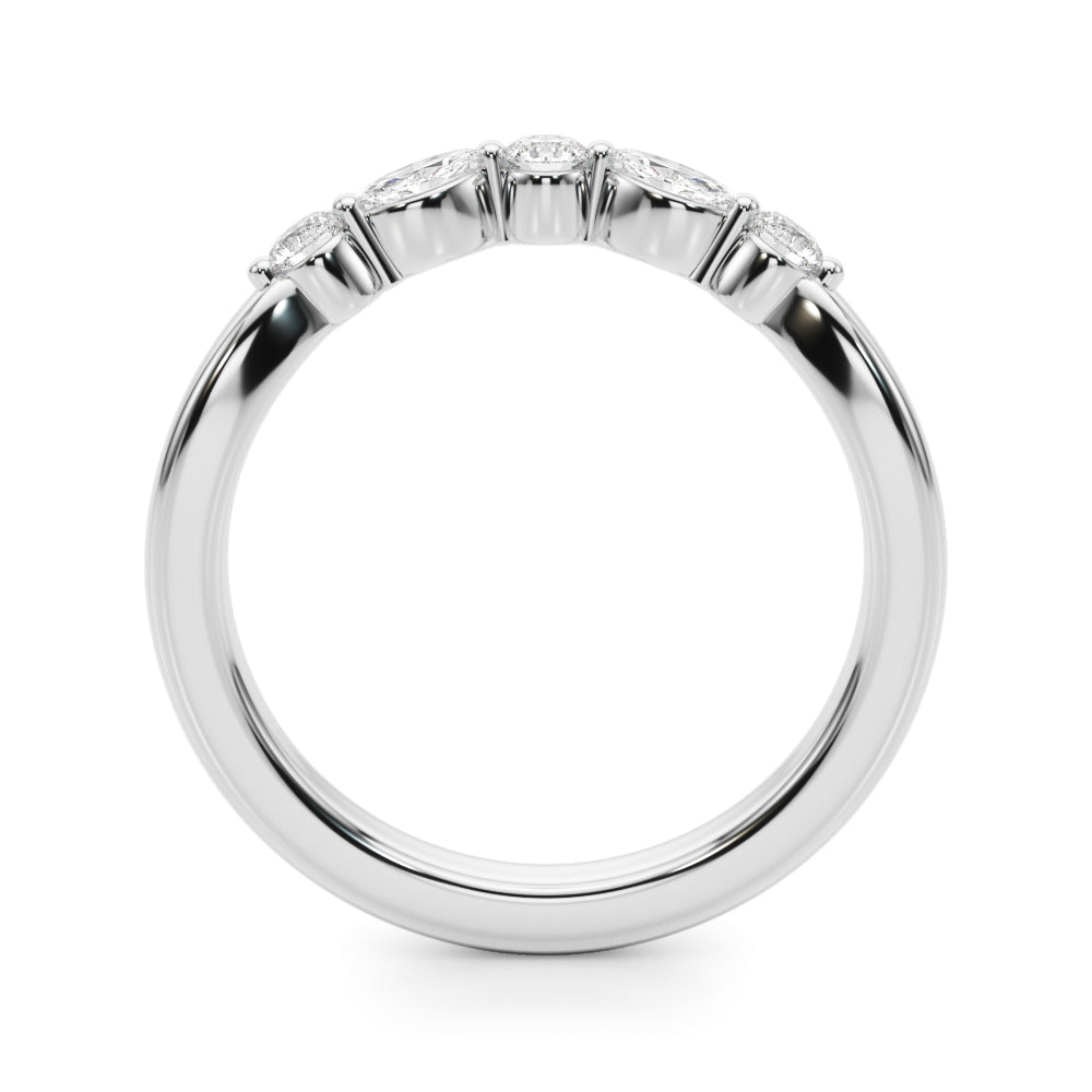 Alternating Round & Marquise Half Eternity Ring in Gold & Platinum