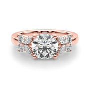 Graceful Rd Center Mq & Rd Sides Round Diamond Engagement Ring in 10K/14K gold and platinum with certified lab-grown or natural diamonds