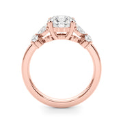 Graceful Rd Center Mq & Rd Sides Round Diamond Engagement Ring in 10K/14K gold and platinum with certified lab-grown or natural diamonds