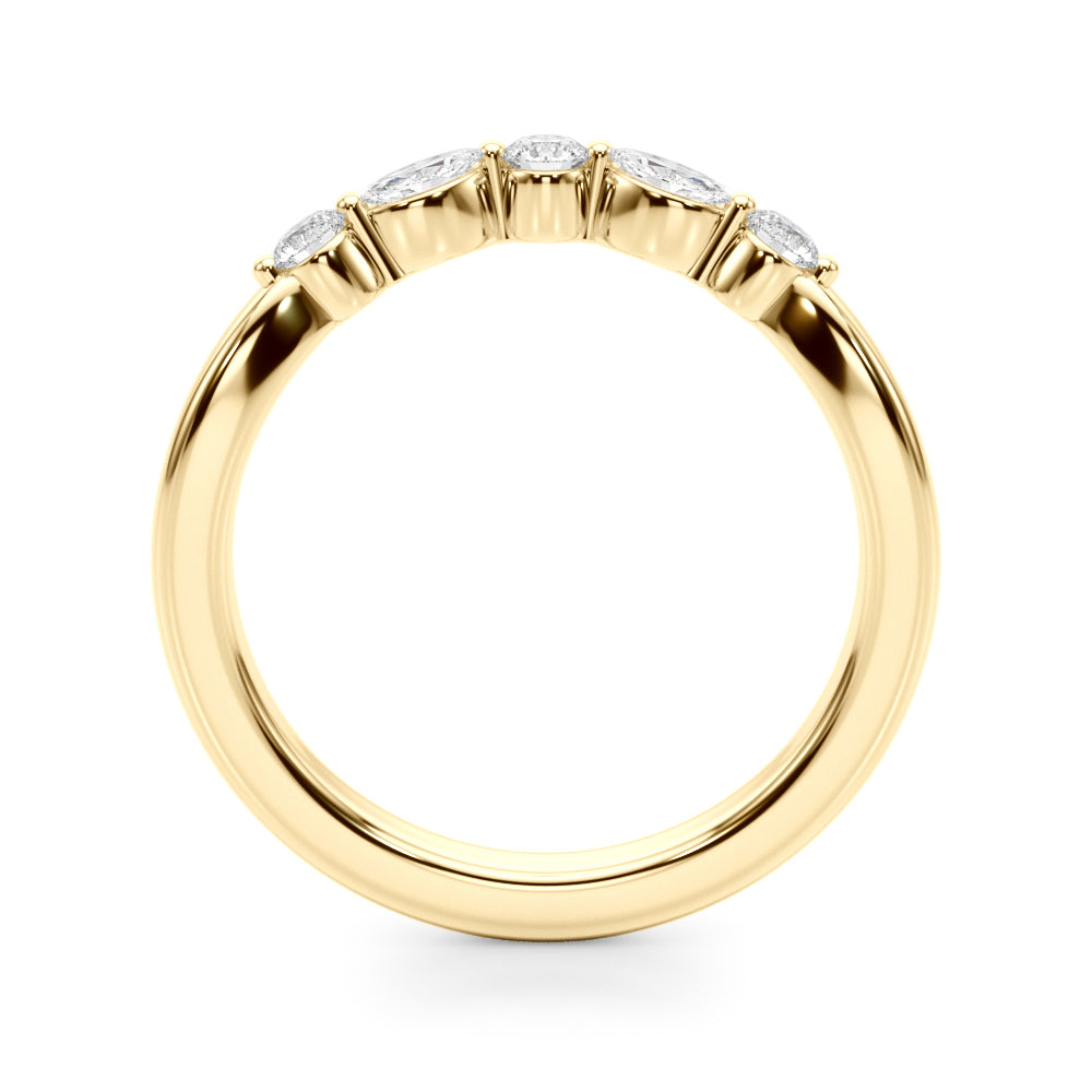 Alternating Round & Marquise Half Eternity Ring in Gold & Platinum