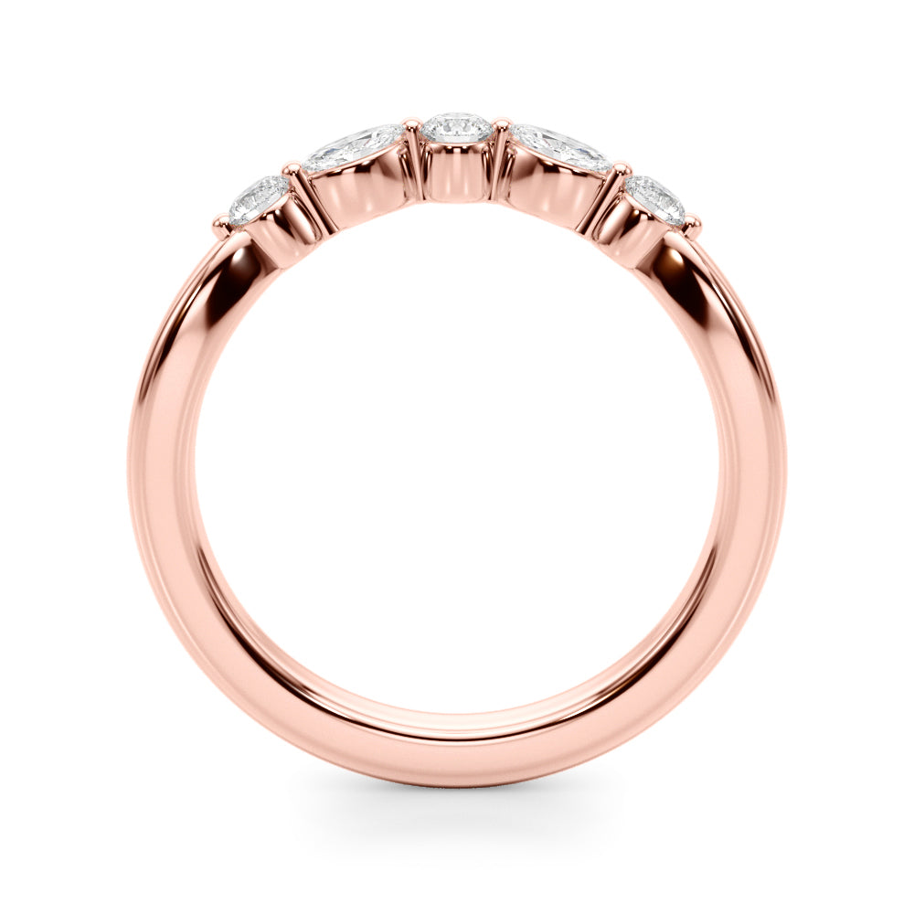 Alternating Round & Marquise Half Eternity Ring in Gold & Platinum