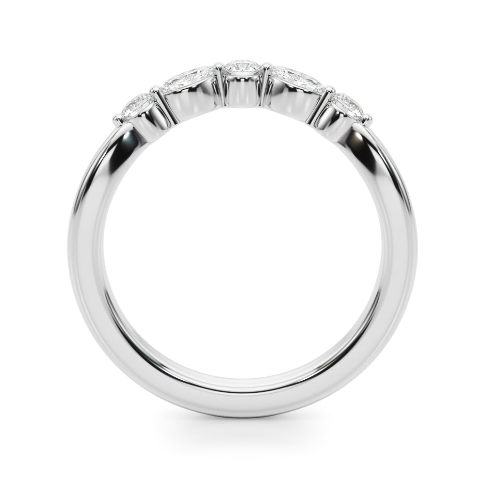 Alternating Round & Marquise Half Eternity Ring in Gold & Platinum