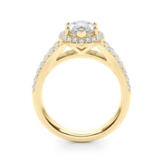 Dazzling Halo Mq Center Split Shank Marquise Diamond Engagement Ring in 10K/14K gold and platinum with certified lab-grown or natural diamonds