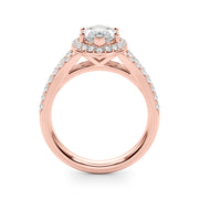 Dazzling Halo Mq Center Split Shank Marquise Diamond Engagement Ring in 10K/14K gold and platinum with certified lab-grown or natural diamonds