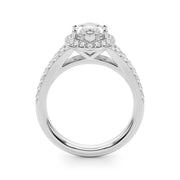 Dazzling Halo Mq Center Split Shank Marquise Diamond Engagement Ring in 10K/14K gold and platinum with certified lab-grown or natural diamonds
