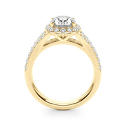 Splendid Halo Oval Center Split Shank Oval Diamond Engagement Ring in 10K/14K gold and platinum with certified lab-grown or natural diamonds
