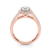 Splendid Halo Oval Center Split Shank Oval Diamond Engagement Ring in 10K/14K gold and platinum with certified lab-grown or natural diamonds