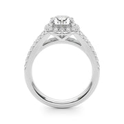 Splendid Halo Oval Center Split Shank Oval Diamond Engagement Ring in 10K/14K gold and platinum with certified lab-grown or natural diamonds