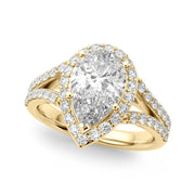 Enchanted Halo Ps Center Split Shank Pear Diamond Engagement Ring in 10K/14K gold and platinum with certified lab-grown or natural diamonds