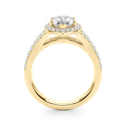 Enchanted Halo Ps Center Split Shank Pear Diamond Engagement Ring in 10K/14K gold and platinum with certified lab-grown or natural diamonds