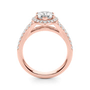 Enchanted Halo Ps Center Split Shank Pear Diamond Engagement Ring in 10K/14K gold and platinum with certified lab-grown or natural diamonds