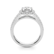 Enchanted Halo Ps Center Split Shank Pear Diamond Engagement Ring in 10K/14K gold and platinum with certified lab-grown or natural diamonds