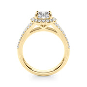 Pristine Halo Rd Center Split Shank Round Diamond Engagement Ring in 10K/14K gold and platinum with certified lab-grown or natural diamonds