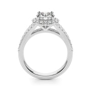 Pristine Halo Rd Center Split Shank Round Diamond Engagement Ring in 10K/14K gold and platinum with certified lab-grown or natural diamonds