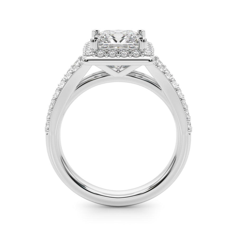 Adored Halo Pc Center Split Shank Princess Diamond Engagement Ring in 10K/14K gold and platinum with certified lab-grown or natural diamonds