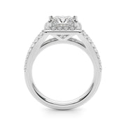Adored Halo Pc Center Split Shank Princess Diamond Engagement Ring in 10K/14K gold and platinum with certified lab-grown or natural diamonds