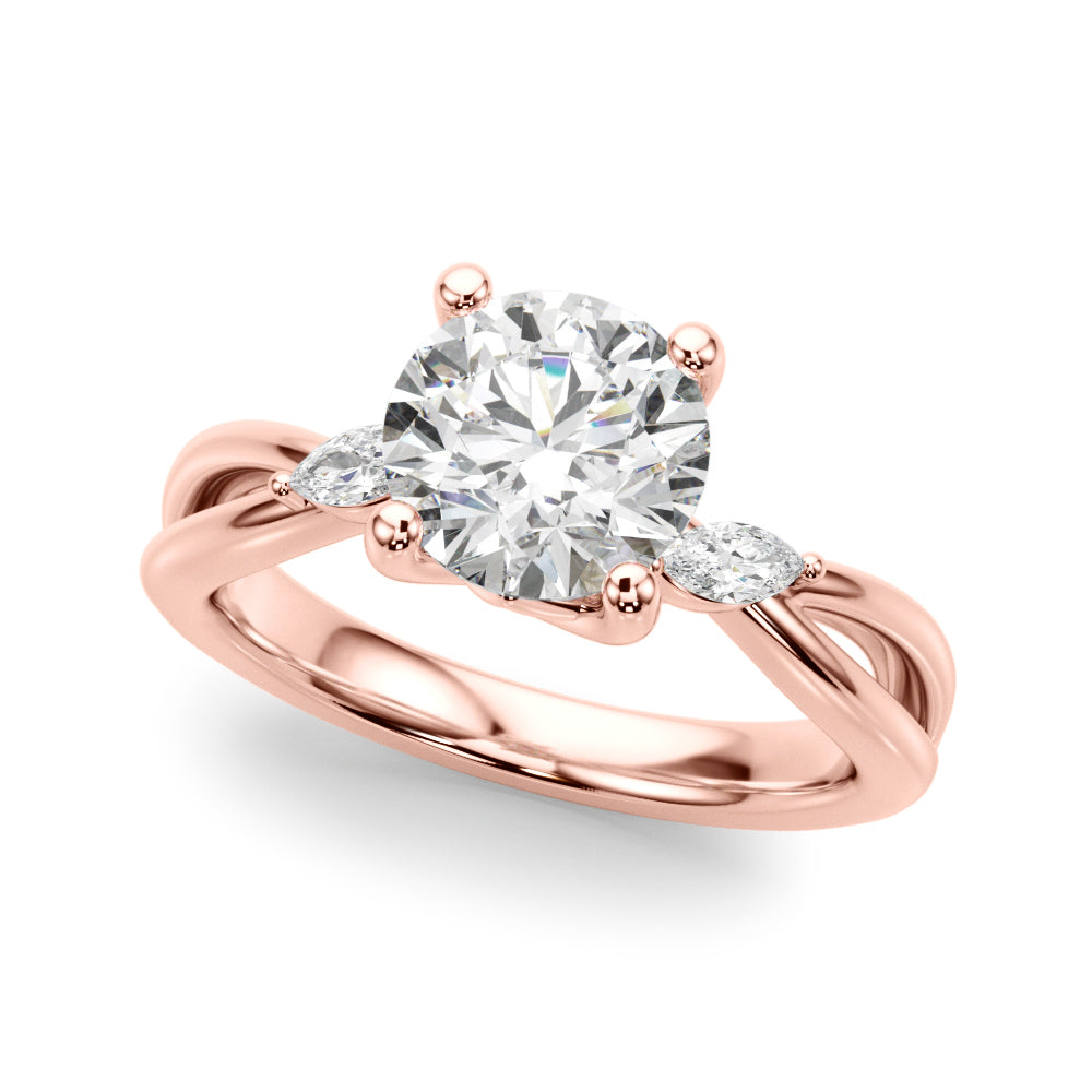Resplendent Rd Center Mq Sides Round Diamond Engagement Ring in 10K/14K gold and platinum with certified lab-grown or natural diamonds