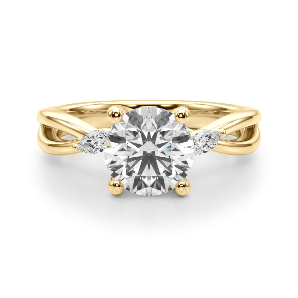 Resplendent Rd Center Mq Sides Round Diamond Engagement Ring in 10K/14K gold and platinum with certified lab-grown or natural diamonds