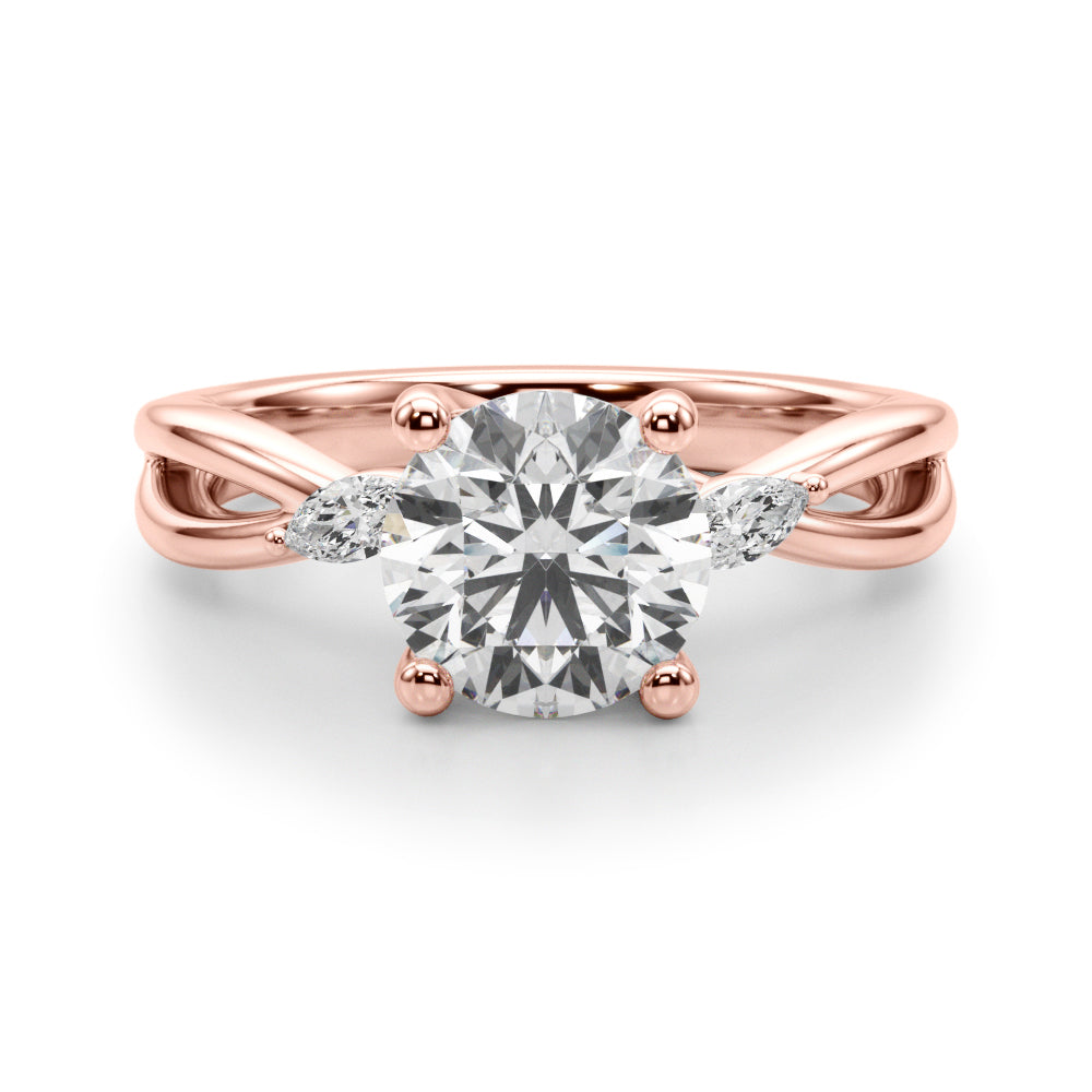 Resplendent Rd Center Mq Sides Round Diamond Engagement Ring in 10K/14K gold and platinum with certified lab-grown or natural diamonds