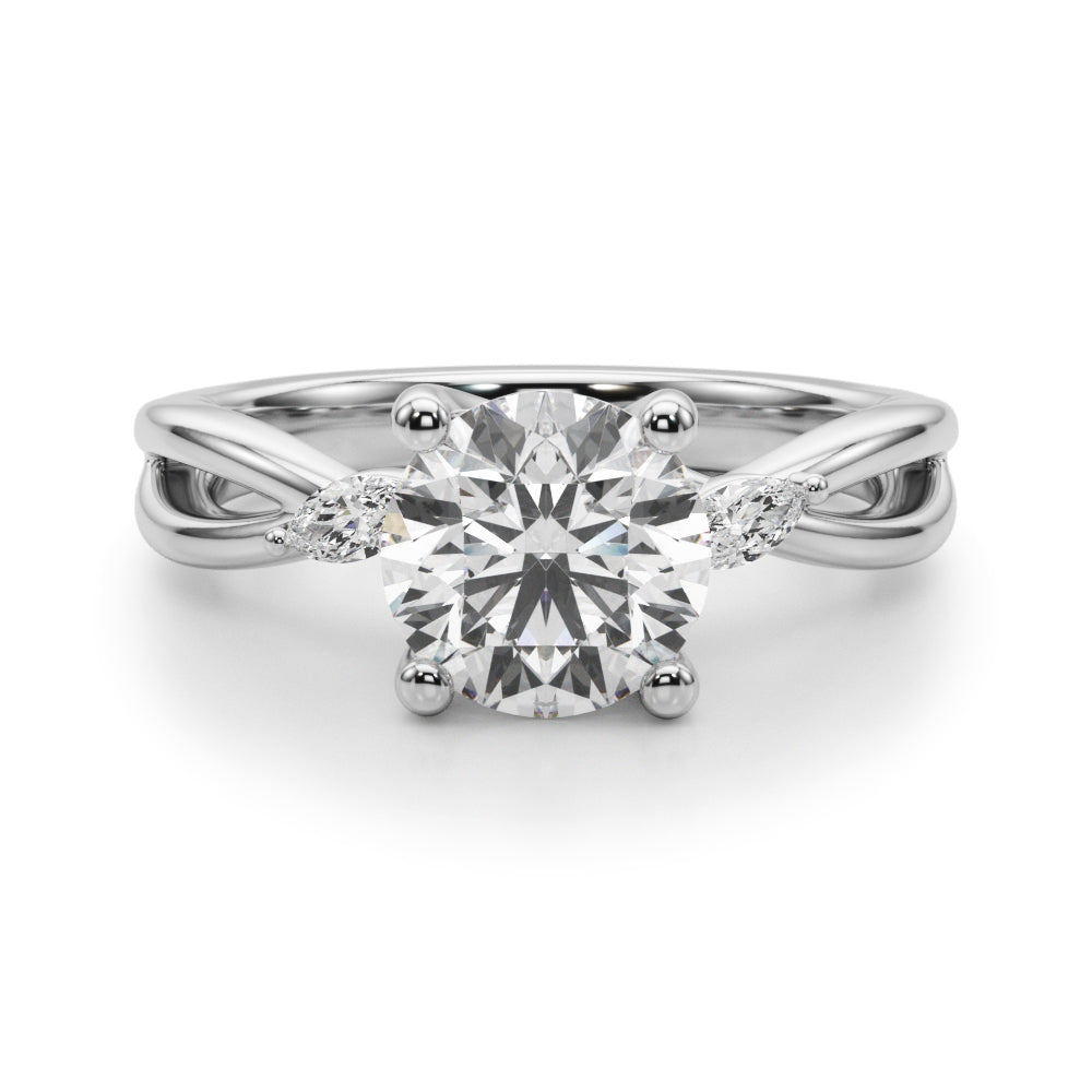 Resplendent Rd Center Mq Sides Round Diamond Engagement Ring in 10K/14K gold and platinum with certified lab-grown or natural diamonds