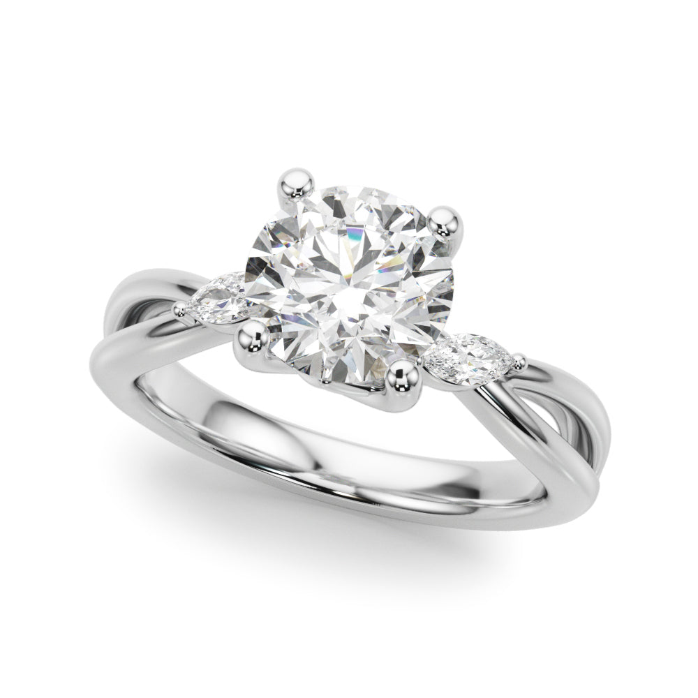 Resplendent Rd Center Mq Sides Round Diamond Engagement Ring in 10K/14K gold and platinum with certified lab-grown or natural diamonds